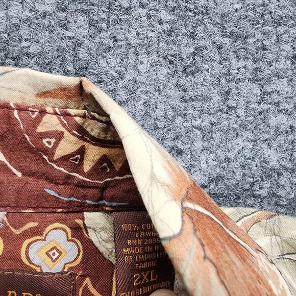 Tori Richards Hawaiian Shirt Size XXL Button Floral Brown 100% Cotton Men's 2XL - Picture 4 of 11